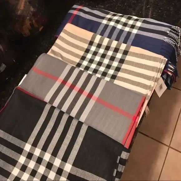 Tartan Plaid Blanket Scarf TAN - Picture 7 of 9